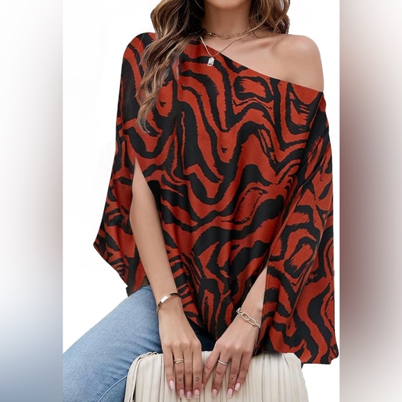 Womens Off The Shoulder / boat neck Batwing Sleeve Blouse - new with tags - Picture 1 of 9